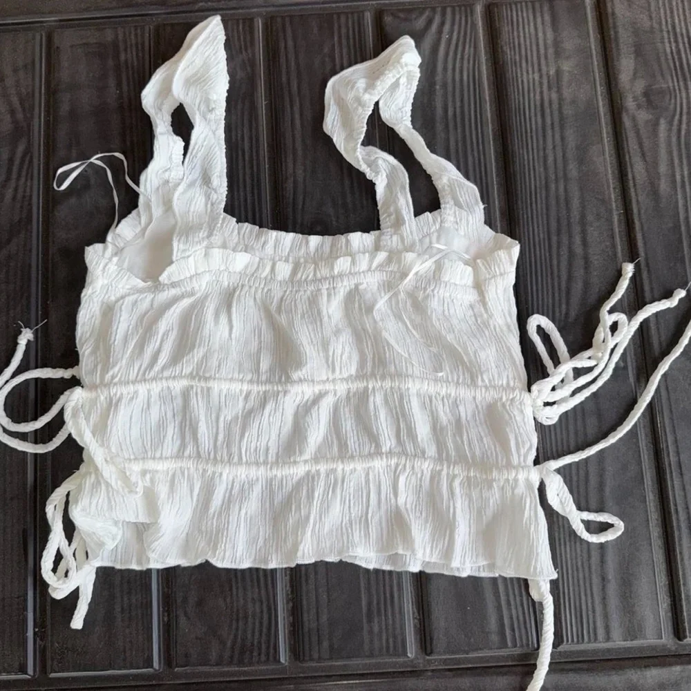 White Ruffled Crop Top - Picture 2 of 5